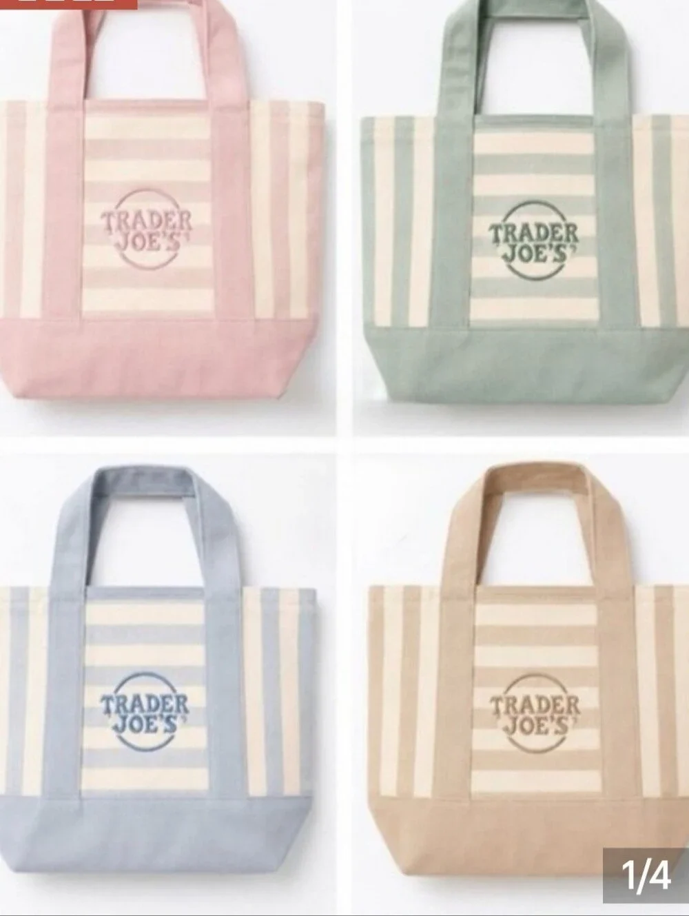 Striped Canvas Tote — Pink, Sage, Blue, Tan